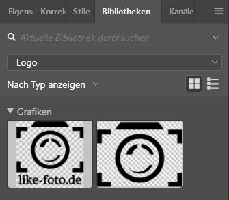 in der Photoshop Bibliothek dein Logo ablegen